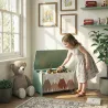 Cajas de Juguetes para Niños de 3 a 8 Años Cajas de Almacenamiento con 2 Asas y Estampado de Osos 60x37x39 cm Verde - Ogal.Es