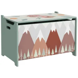 Cajas de Juguetes para Niños de 3 a 8 Años Cajas de Almacenamiento con 2 Asas y Estampado de Osos 60x37x39 cm Verde - Ogal.Es