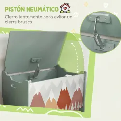 Cajas de Juguetes para Niños de 3 a 8 Años Cajas de Almacenamiento con 2 Asas y Estampado de Osos 60x37x39 cm Verde - Ogal.Es