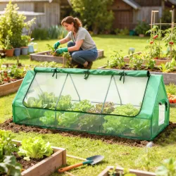 Invernadero de Terraza Mini Invernadero 240x90x90 cm con Ventanas de Malla para Cultivar Verduras y Flores Verde - Ogal.Es