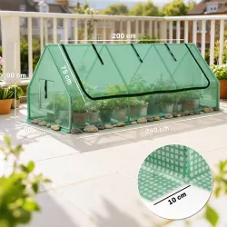 Invernadero de Terraza Mini Invernadero 240x90x90 cm con Ventanas de Malla para Cultivar Verduras y Flores Verde - Ogal.Es