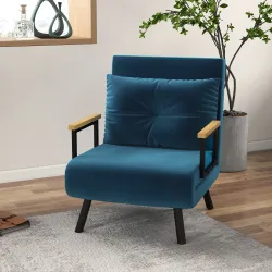 Sofá Cama Individual Plegable Silla Cama Convertible 4 en 1 Respaldo Ajustable de 5 Niveles y Almohada 63x73x81 ... - Ogal.Es