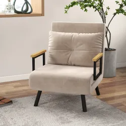 Sofá Cama Individual Plegable Silla Cama Convertible 4 en 1 Respaldo Ajustable de 5 Niveles y Almohada 63x73x81 ... - Ogal.Es