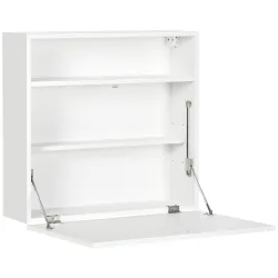 Escritorio Plegable de Pared Moderno Mesa Flotante Multifuncional con Estantes de Almacenamiento 64x20x60 cm Blanco - Ogal.Es