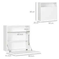 Escritorio Plegable de Pared Moderno Mesa Flotante Multifuncional con Estantes de Almacenamiento 64x20x60 cm Blanco - Ogal.Es