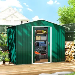 Caseta de Jardín de 3,6m² 236x174x190 cm Cobertizo Exterior para Herramientas con Puertas Correderas y 4 Ventana... - Ogal.Es