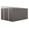 Cobertizo de Jardín 280x345x201 cm 8,9 m² para Almacenamiento de Herramientas con Puerta y 2 Ventanas Gris - Ogal.Es