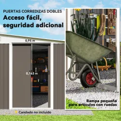 Cobertizo de Jardín 280x345x201 cm 8,9 m² para Almacenamiento de Herramientas con Puerta y 2 Ventanas Gris - Ogal.Es
