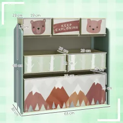 Organizador de Juguetes para Niños Estantería para Juguetes con 6 Cajas de Tela no Tejida Extraíbles 63x30x66 cm... - Ogal.Es