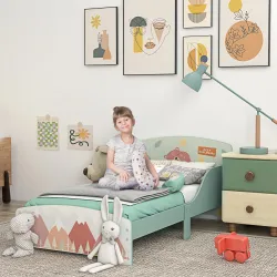 Cama para Niños 143x77x60 cm Cama Infantil de 3-6 Años con Barreras de Protección y Estampados Carga Máx. 40 kg ... - Ogal.Es