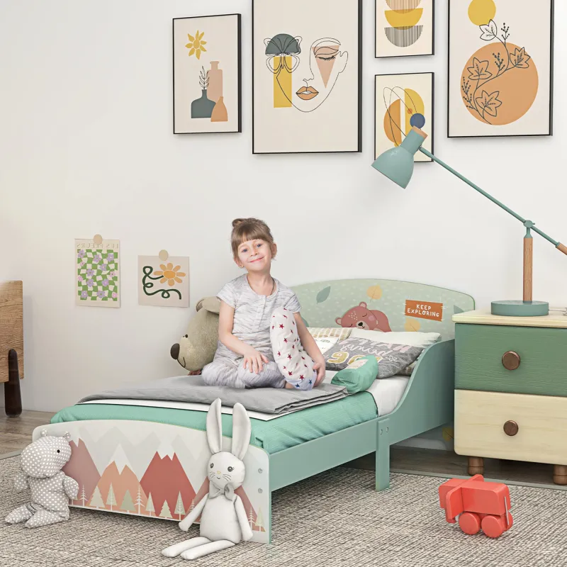Cama para Niños 143x77x60 cm Cama Infantil de 3-6 Años con Barreras de Protección y Estampados Carga Máx. 40 kg ... - Ogal.Es