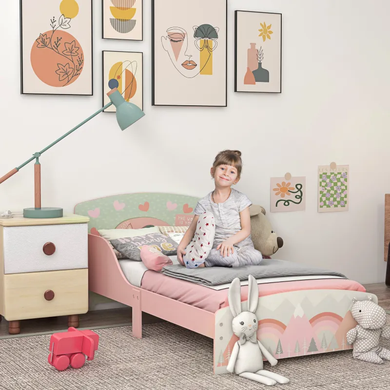 Cama para Niños 143x77x60 cm Cama Infantil de 3-6 Años con Barreras de Protección y Estampados Carga Máx. 40 kg ... - Ogal.Es