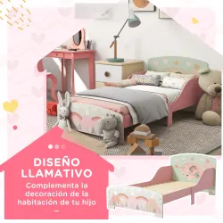 Cama para Niños 143x77x60 cm Cama Infantil de 3-6 Años con Barreras de Protección y Estampados Carga Máx. 40 kg ... - Ogal.Es