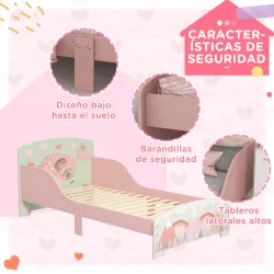 Cama para Niños 143x77x60 cm Cama Infantil de 3-6 Años con Barreras de Protección y Estampados Carga Máx. 40 kg ... - Ogal.Es
