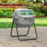 Compostador de Tambor Giratorio con Capacidad 160 Litros de Doble Cámara y Ventilación Marco de Acero 71x65x96cm... - Ogal.Es