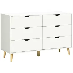 Cómoda con 6 Cajones Cajonera para Dormitorio Salón Estudio Estilo Moderno 120x40x76 cm Blanco - Ogal.Es