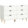 Cómoda con 6 Cajones Cajonera para Dormitorio Salón Estudio Estilo Moderno 120x40x76 cm Blanco - Ogal.Es