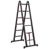 Escalera de Aluminio Plegable 2 Formas de Uso con 12 Escalones Antideslizantes Carga 150 kg 379x67,5x11 cm Negro... - Ogal.Es
