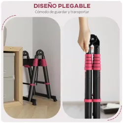 Escalera de Aluminio Plegable 2 Formas de Uso con 12 Escalones Antideslizantes Carga 150 kg 379x67,5x11 cm Negro... - Ogal.Es