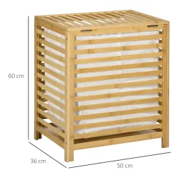 Cesta para la Colada de Bambú Capacidad de 55L Cesto para Ropa Sucia con 2 Asas y Bolsa Extraíble 50x36x60 cm Na... - Ogal.Es