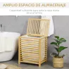 Cesta para la Colada de Bambú Capacidad de 55L Cesto para Ropa Sucia con 2 Asas y Bolsa Extraíble 50x36x60 cm Na... - Ogal.Es