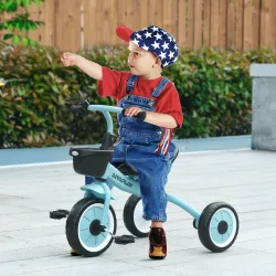 Triciclo para Niños de 2 a 5 Años Bicicleta Infantil con Asiento Ajustable Cesta Timbre y Pedales 70,5x53x58 cm ... - Ogal.Es