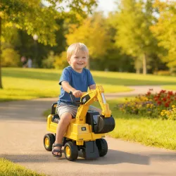 Excavador Correpasillos con Licencia Caterpillar para Niños con Pala Delantera y Bocina 85x27,5x47,5 cm Amarillo - Ogal.Es