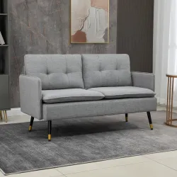 Sofá de Salón de 2 Plazas Moderno con 4 Cojines Reposabrazos y Patas de Acero Carga 240 kg 139x68x80 cm Gris - Ogal.Es