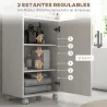Armario&nbsp;de&nbsp;Baño Moderno con Estantes Ajustables Armario Bandeja Extraíble y Ruedas 40x30x88 cm Blanco y Roble - Ogal.Es