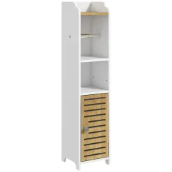 Portarrollos&nbsp;de&nbsp;Baño Moderno Armario de Baño con Estantes 1 Puerta y Portarrollos de Papel 18x20x90 cm Blanco y ... - Ogal.Es