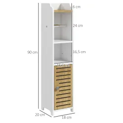 Portarrollos&nbsp;de&nbsp;Baño Moderno Armario de Baño con Estantes 1 Puerta y Portarrollos de Papel 18x20x90 cm Blanco y ... - Ogal.Es