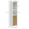 Portarrollos&nbsp;de&nbsp;Baño Moderno Armario de Baño con Estantes 1 Puerta y Portarrollos de Papel 18x20x90 cm Blanco y ... - Ogal.Es