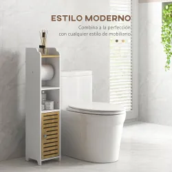 Portarrollos&nbsp;de&nbsp;Baño Moderno Armario de Baño con Estantes 1 Puerta y Portarrollos de Papel 18x20x90 cm Blanco y ... - Ogal.Es