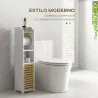 Portarrollos&nbsp;de&nbsp;Baño Moderno Armario de Baño con Estantes 1 Puerta y Portarrollos de Papel 18x20x90 cm Blanco y ... - Ogal.Es