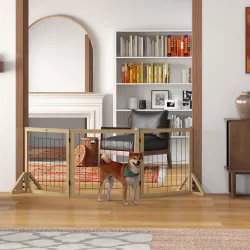 Valla para Mascotas Plegable de 3 Paneles con Plegado Bidireccional y Patas de Apoyo Triangulares 210x44x70 cm N... - Ogal.Es