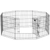 Parque de Juegos para Perros 8 Paneles 61x61 cm Jaula Metálica para Mascotas con Puerta y Doble Cerradura Negro - Ogal.Es