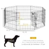 Parque de Juegos para Perros 8 Paneles 61x61 cm Jaula Metálica para Mascotas con Puerta y Doble Cerradura Negro - Ogal.Es