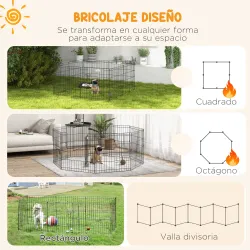 Parque de Juegos para Perros 8 Paneles 61x61 cm Jaula Metálica para Mascotas con Puerta y Doble Cerradura Negro - Ogal.Es