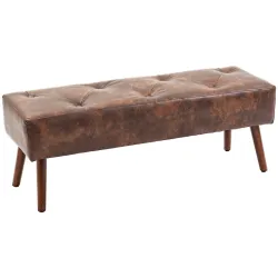 Banco de Pie de Cama Banqueta de dormitorio con Patas de Madera y Asiento Acolchado 114x38x42 cm Marrón - Ogal.Es