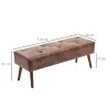 Banco de Pie de Cama Banqueta de dormitorio con Patas de Madera y Asiento Acolchado 114x38x42 cm Marrón - Ogal.Es