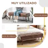 Banco de Pie de Cama Banqueta de dormitorio con Patas de Madera y Asiento Acolchado 114x38x42 cm Marrón - Ogal.Es