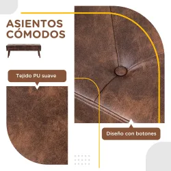 Banco de Pie de Cama Banqueta de dormitorio con Patas de Madera y Asiento Acolchado 114x38x42 cm Marrón - Ogal.Es