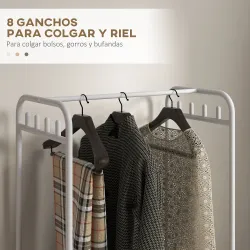 Perchero Zapatero con Ruedas para Recibidor con 8 Ganchos 4 Cestas para Zapatos y Marco de Acero 63x37x153 cm Bl... - Ogal.Es