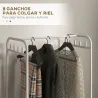 Perchero Zapatero con Ruedas para Recibidor con 8 Ganchos 4 Cestas para Zapatos y Marco de Acero 63x37x153 cm Bl... - Ogal.Es