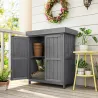 Cobertizo de Almacenamiento de Madera para Jadín 74x43x88 cm con 2 Puertas y Techo Asfáltico Abatible Gris - Ogal.Es