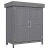 Cobertizo de Almacenamiento de Madera para Jadín 74x43x88 cm con 2 Puertas y Techo Asfáltico Abatible Gris - Ogal.Es