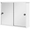 Armario con Espejo de Pared con Estante Ajustable y Puerta Corredera Doble para Lavabo 55x15x45 cm Blanco Brillante - Ogal.Es