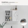 Armario con Espejo de Pared con Estante Ajustable y Puerta Corredera Doble para Lavabo 55x15x45 cm Blanco Brillante - Ogal.Es