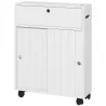 Armario de Baño Mueble Auxiliar con 4 Ruedas 2 Agujeros para Papel 2 Armarios y Estantes Ajustables 52x17x67 cm ... - Ogal.Es