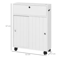 Armario de Baño Mueble Auxiliar con 4 Ruedas 2 Agujeros para Papel 2 Armarios y Estantes Ajustables 52x17x67 cm ... - Ogal.Es